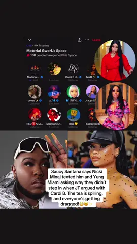 Saucy Santana reveals Nicki Minaj reached out to him and Yung Miami after JT argued with Cardi B 👀🔥 The Twitter room tea is wild! #NickiMinaj #CardiB #JT #SaucySantana #rapdrama 