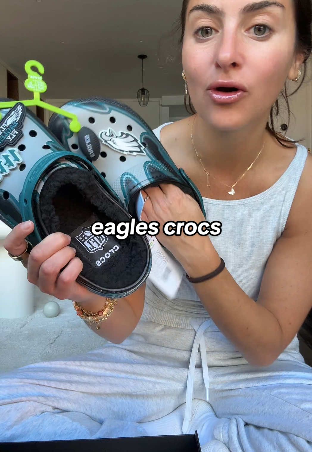 if you’re an @Philadelphia Eagles fan you need these @Crocs thank youuuuu @Fanatics !!! #eagles #philadelphiaeagles #eaglesfans #fanatics #crocs 