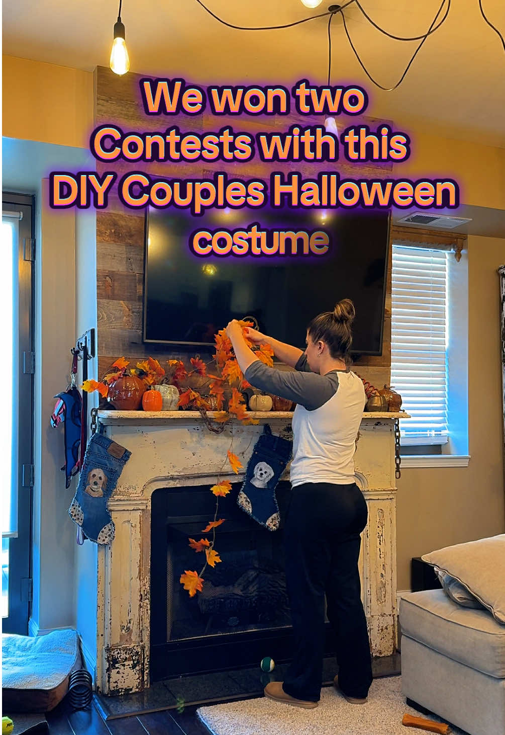 diy couples Halloween costume that will have everyone you see laughing. We won two costume contests with this couples costume and I made it two hours before the party started with things I already had in my house 😅 #couplescostume #diycostume #halloween #costumeideas #spookyseason 