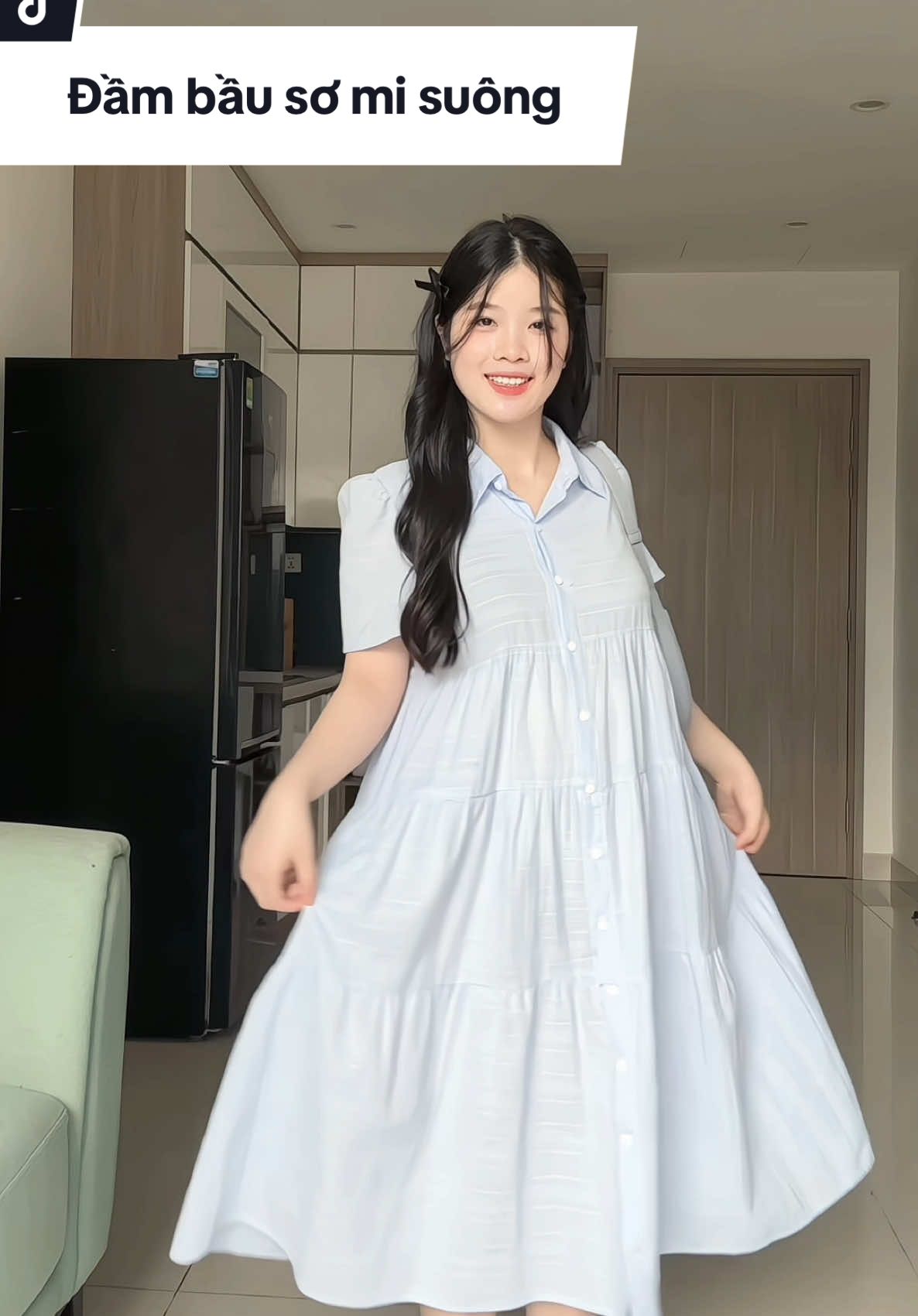 Đầm bầu sơ mi dáng suông #vaybau #vaybauxinh #dambau #dambauxinh #mebau 