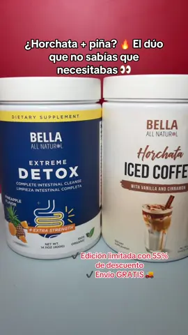 ✨ ¡Venta relámpago! ✨ Disfruta este combo exclusivo: ☕ Horchata Iced Coffee con canela y vainilla. 🍍piña Colon Cleanse Powder con sabor tropical refrescante.#icedcoffee #detox #horchata #bellaallnatural #resultsmayvary Este producto no es un medicamento. Consulta a tu médico si tienes dudas. Resultados pueden variar.