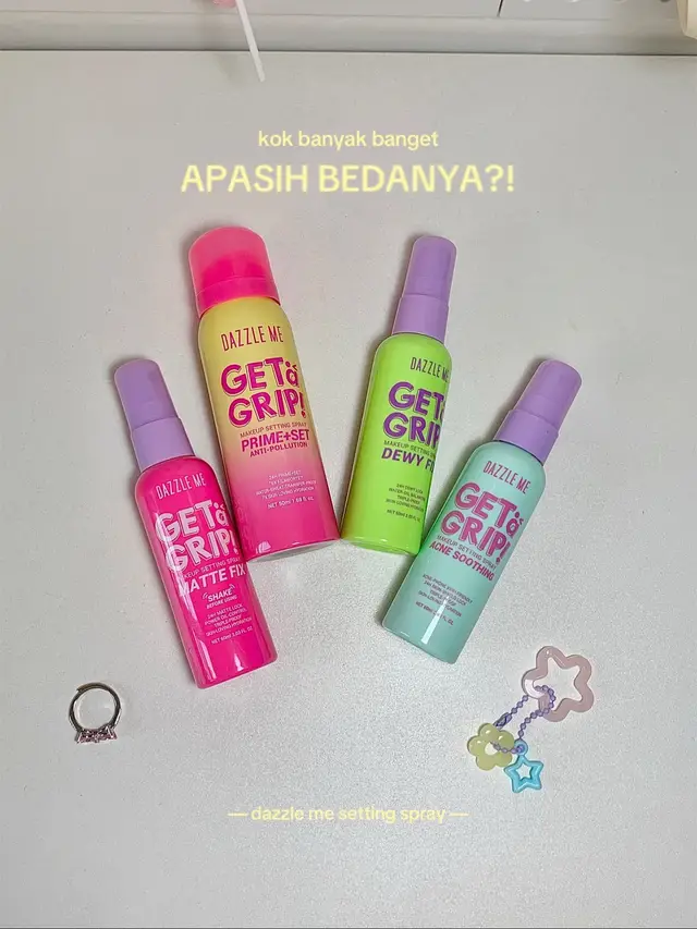 beda finish tapi sama-sama bikin makeup tahan lama 🫶🏻 #settingspray #settingspraydazzleme #dazzlemebeauty #makeuptahanlama #makeuptips 