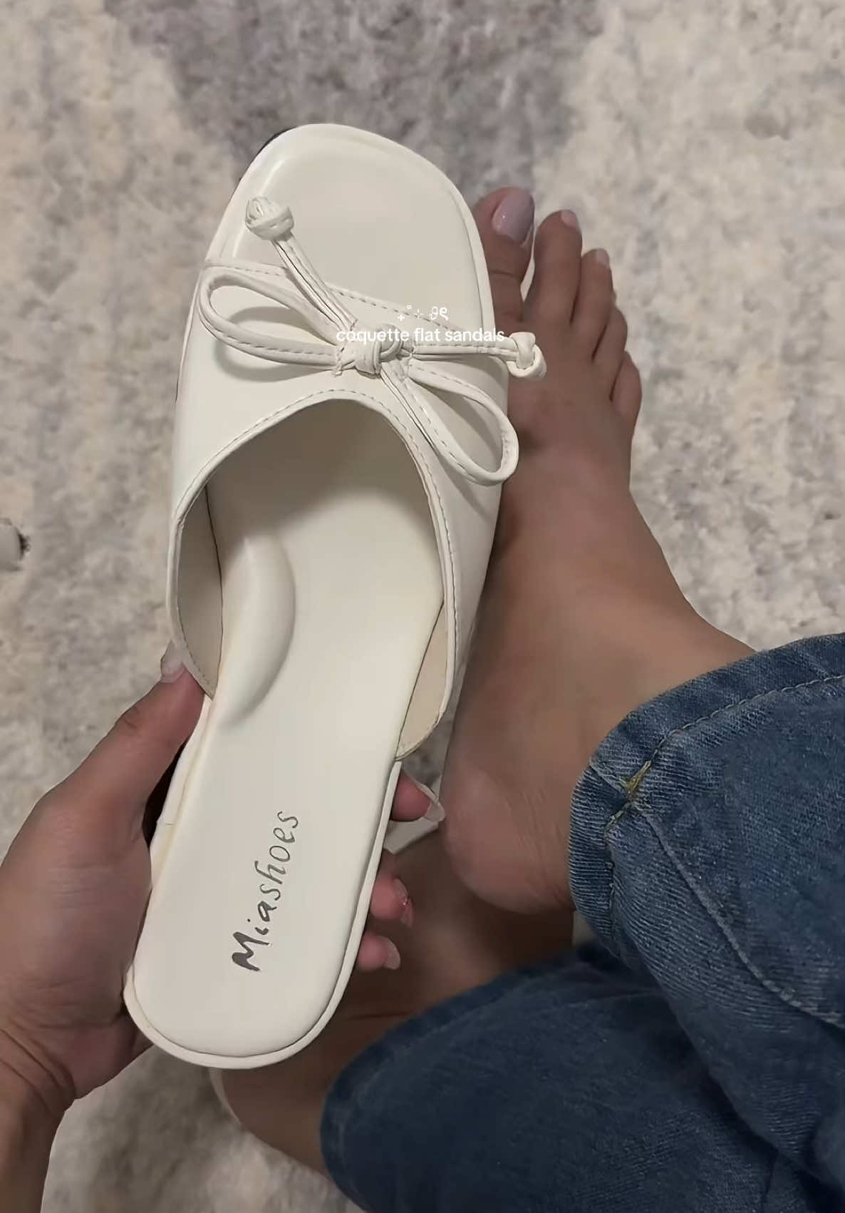 Everyday sandals 🎀💖 #flatsandals #coquette #ribbonsandals #slippers #miasandals 