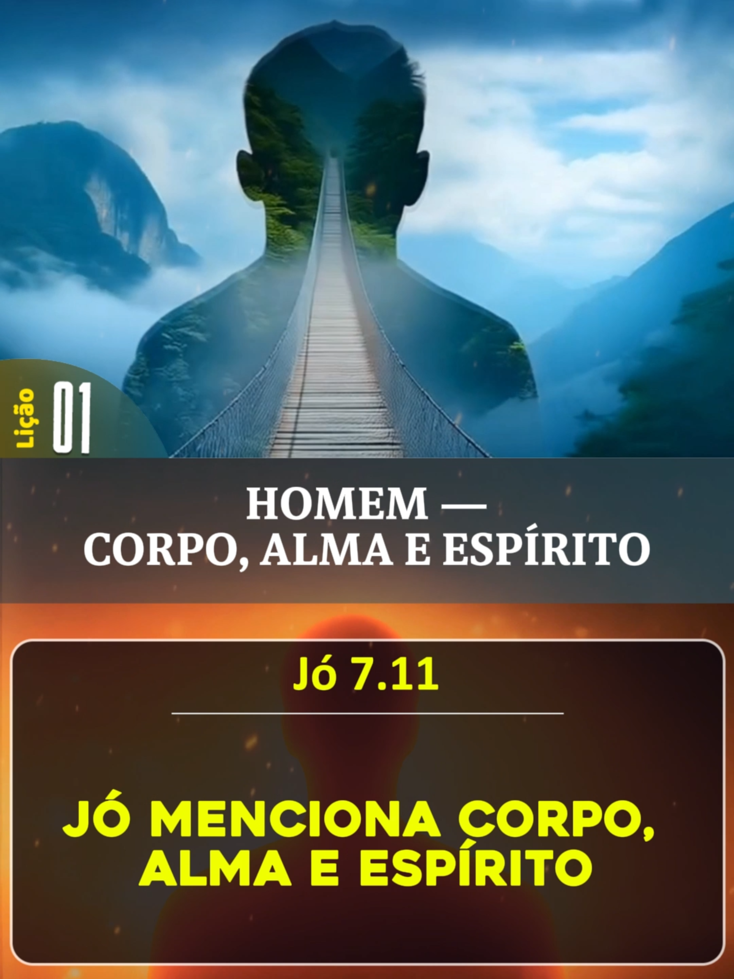 Leitura Diária (Quinta-Feira) - Lição 1 Lição 1: Homem — Corpo, Alma e Espírito Jó menciona corpo, alma e espírito Jó 7.11 Jó expressa sua dor sem reservas, falando sobre a angústia do espírito e a amargura da alma. Sua honestidade revela a complexidade do ser humano, composto de corpo, alma e espírito, e como cada aspecto sente o sofrimento. Deus acolhe até mesmo nossas queixas mais profundas, mostrando que Ele se importa com todas as dimensões do nosso ser. #LeituraDiaria #Devocional #Corpo #Alma #Espírito #Sofrimento #Sinceridade #Jó #PalavraDeDeus #VidaCrista #EBDSlide #EBD