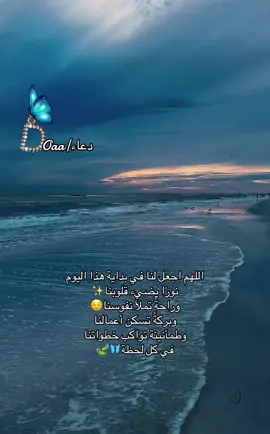 اللهم اجعل لنا في بداية هذا اليوم نورًا يضيء قلوبنا، وراحةً تملأ نفوسنا، وبركةً تسكن أعمالنا، وطمأنينة تواكب خطواتنا في كل لحظة🤲🤍🍃🦋 #يوم_جديد #السعاده♡♡لقوبكم #صباحكم_معطر_بذكر_الله 