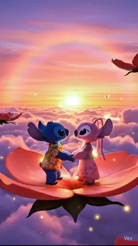 ✨ Above the clouds, love feels endless 💙🌸   Stitch & Angel in their most magical moment ever 🌅💫   #Stitch #Angel #DisneyLove #LiveWallpaper #MagicalVibes 