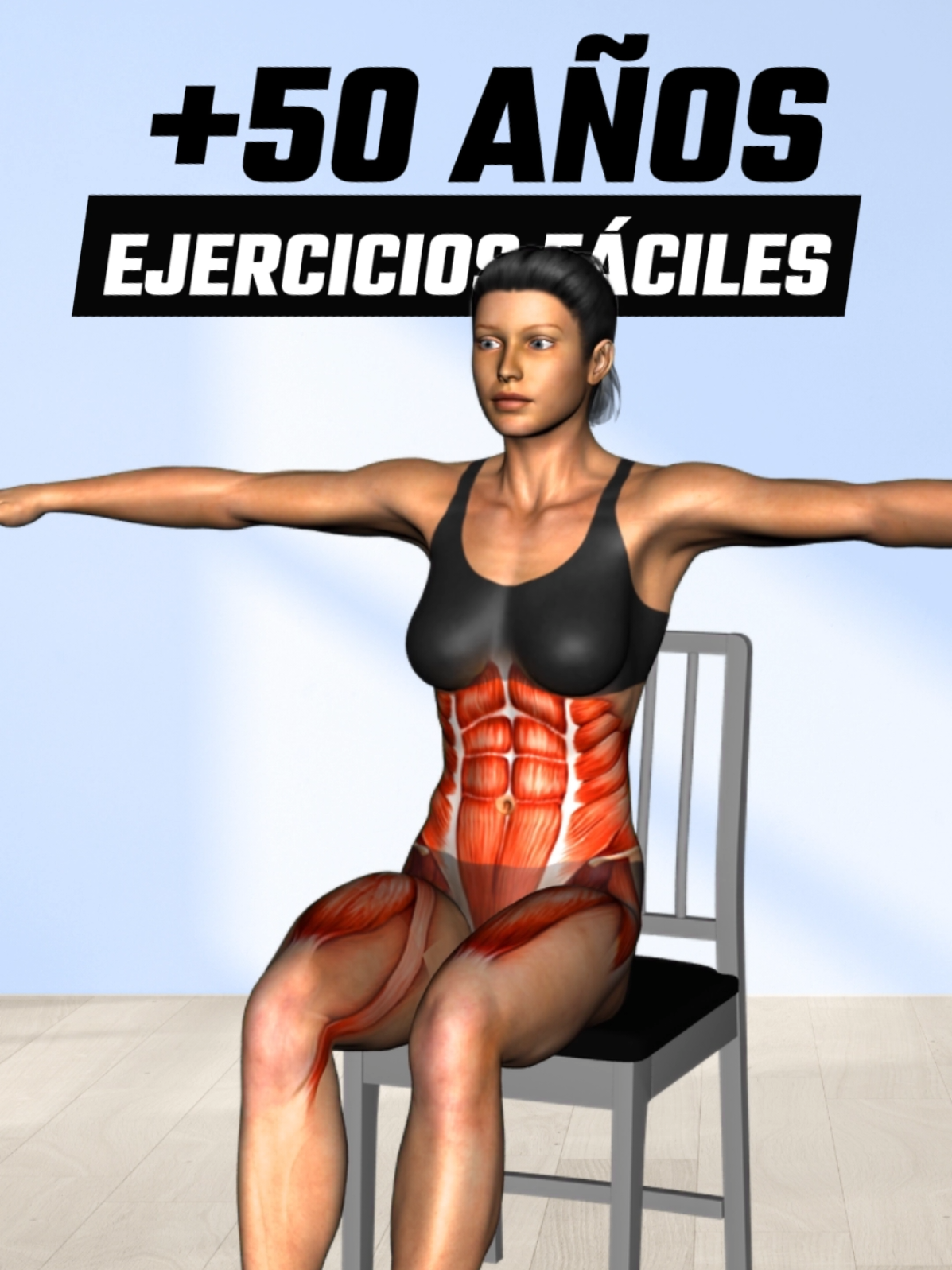 Ejercicios fáciles para mayores de 50 años o con problemas de movilidad en casa con una silla. #ejercicios #Fitness #Edad #entrenamiento #rutinaencasa 