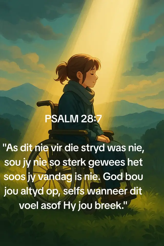 WOORD VIR DI DAG: PSALM 28v7#Godsegenade #GodIsGetrou #Wheelchairwoman #amputee #Inspirationdaily 