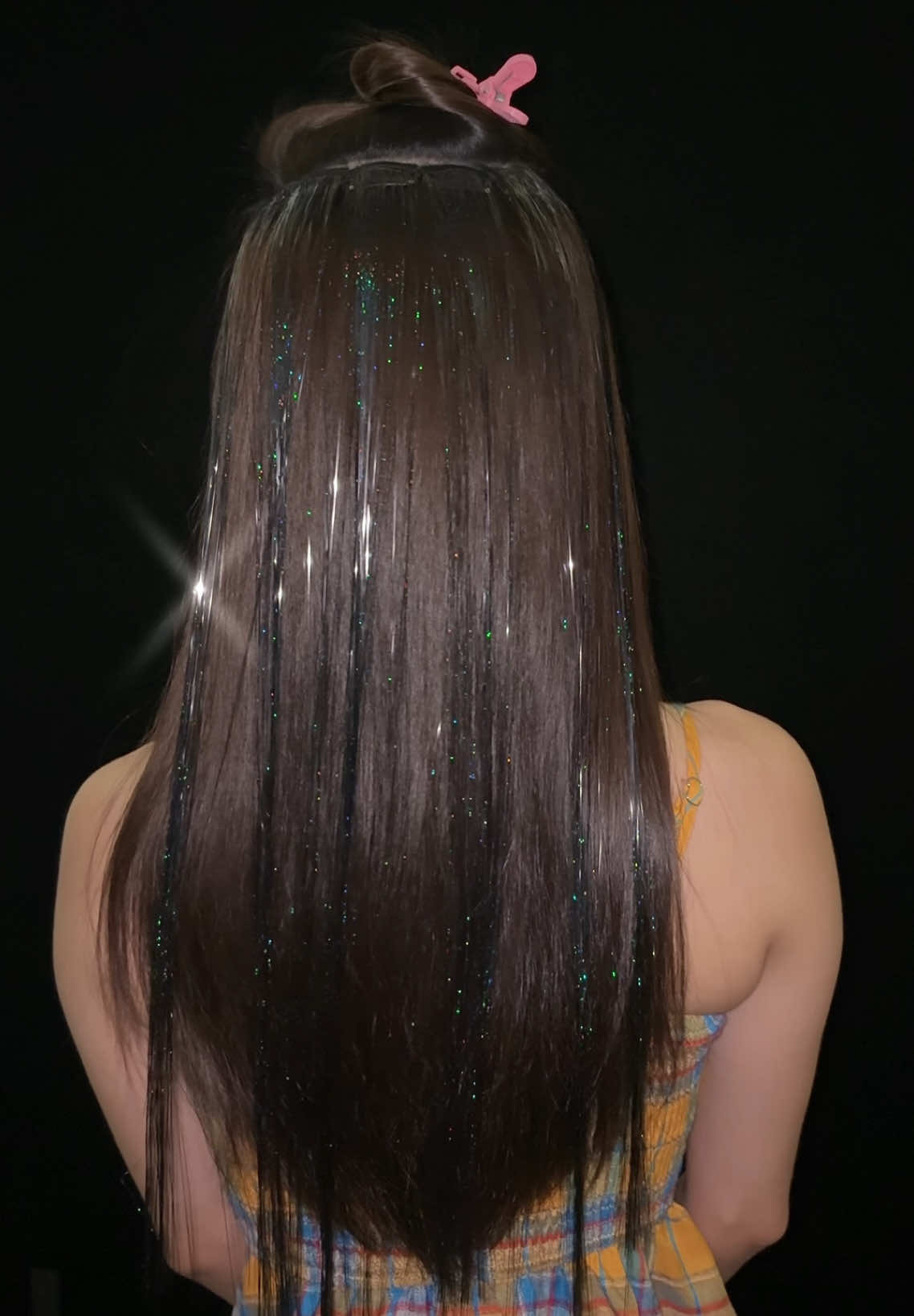 Halloween hairstyles,so cute 🥰🖤✨🖤✨#highlightshair #tinsel #hairtinsel #glitter #sparkle 