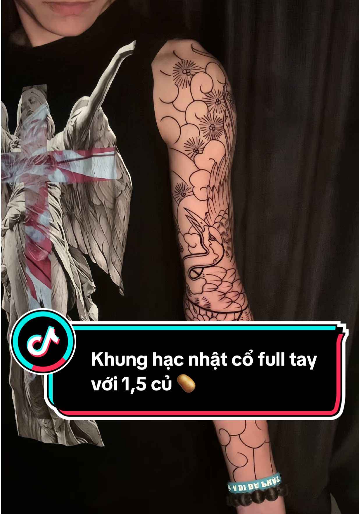 Khung hạc nhật cổ full tay với 1,5 củ 🥔 #hinhxamdep #xamhinhnghethuat #xuhuong #tiktok #tattoo 