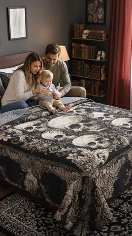 🔥 Bold. Dark. Unforgettable. This gothic skull quilt turns your bed into a masterpiece. #GothicQuilt #SkullDecor #DarkAesthetic #AlternativeStyle #CozyAndCool