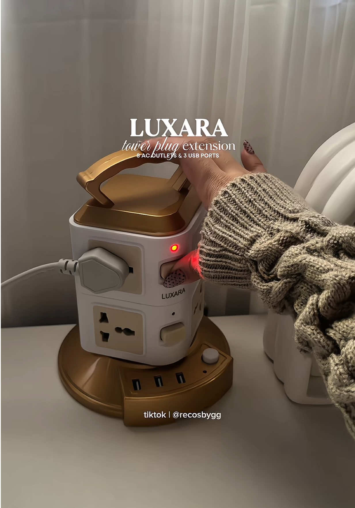 must-have space saving tower extension cord with 8 ac outlets and 3 usb ports from @LUXARA Philippines 🫶🏻 #extension #towerextension #homeelectronics #extensioncord #homeessentials  