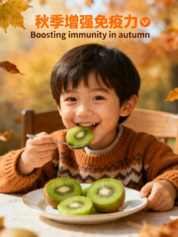 Eating kiwi in autumn gives kids a powerful dose of vitamin C 🍂🥝 It helps strengthen immunity and reduce the risk of colds. #ChildHealth #parenting #ParentingTips #HealthTok #nutritiontips