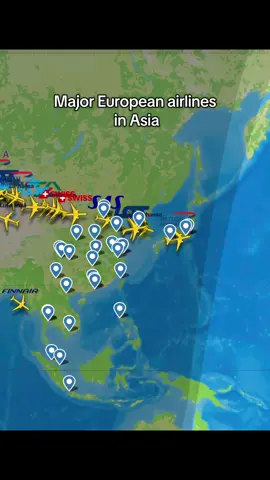 Major European airlines in Asia #aviation #flightradar24 #timelapse #fyp #viral 