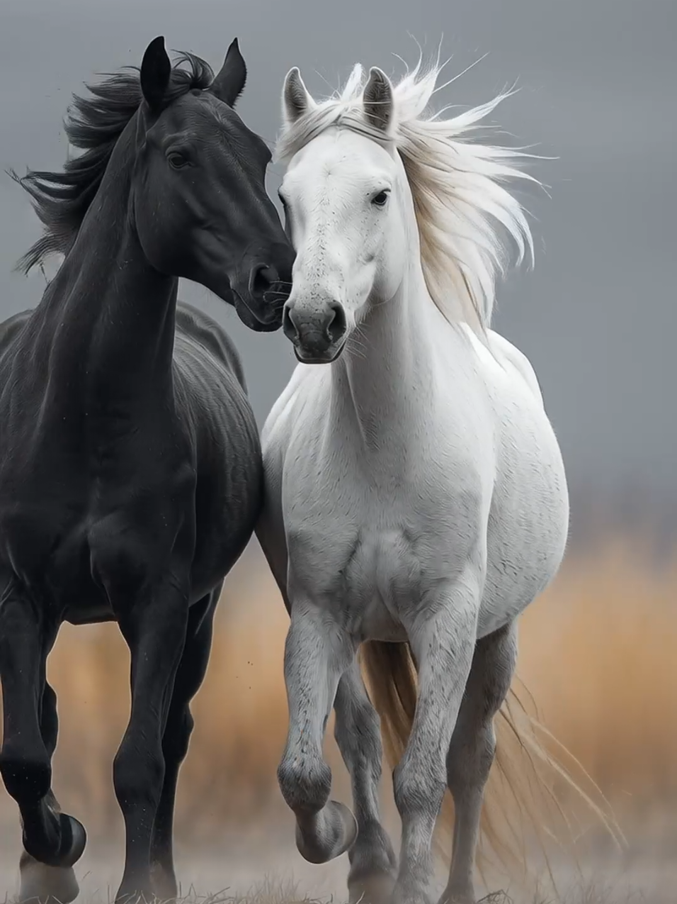 Kiss #🖤🤍 #horses #horse #Love #lovestory 