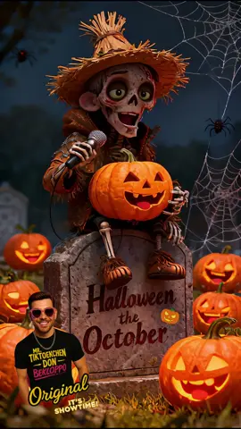 🎃👻 „Spooky vibes only! Ein singendes Skelett im Kürbislicht – Halloween kann kommen!“ 🕷🕸✨ #HalloweenVibes #PumpkinParty #SpookySeason #CreepyCute #OctoberMood
