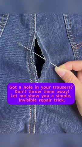 Jeans ripped the wrong way? Reshape them into designer-style cuts 😎 #DIYFashion #UpcycleClothes #ClothingHackIdeas #SewingMadeEasy #TikTokFashion】