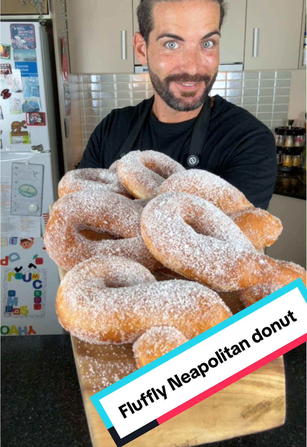 Neapolitan Graffe | Fluffy Doughnuts from Napoli These are the iconic fried doughnuts you’ll find in every pastry shop in Naples. Light, fluffy, scented with lemon and orange zest, then fried until golden and rolled in sugar — every bite takes me right back to my childhood. We call them graffe, and they’re impossible to stop at just one. Ingredients (makes about 9 graffe, 100g each): 	•	500g flour 	•	15g sugar 	•	10g salt 	•	50g butter (room temp) 	•	2 eggs 	•	160ml milk 	•	Zest of ½ lemon + ½ orange 	•	5g yeast 	•	300g sugar (for coating) 	•	Pinch of cinnamon 	•	Pinch of vanilla 	•	Oil for frying Instructions: In a bowl, combine flour, sugar, salt, lemon and orange zest, butter, eggs, and half the milk (with yeast dissolved). Mix until dough forms, adding the rest of the milk in stages. Knead about 10 min until smooth. Cover and let rise until tripled in size. Turn dough out, divide into 9 pieces (100g each), shape into rings, and pinch ends to form the classic graffe look. Place on floured tray, cover, and let rise again until tripled. Fry in hot oil until golden on both sides. Roll in seasoned sugar and enjoy warm! Find more traditional Italian recipes like this at 👉 www.cookingwithtucci.com 👉 If you enjoy my videos, I’d really appreciate your support — even a small gesture makes a big difference. You can follow, share, or buy me a coffee at: ko-fi.com/cookingwithtucci #cookingwithtucci #graffenapoletane #neapolitandoughnuts #italianpastry #italiandessert    