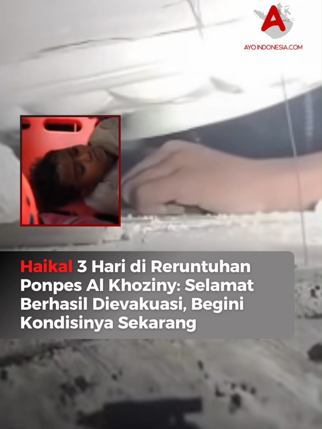 Haikal, santri Pondok Pesantren (Ponpes) Al Khoziny di Kecamatan Buduran, Kabupaten Sidoarjo, akhirnya berhasil dievakuasi tim SAR pada Rabu (1/10/2025) siang. Remaja ini bertahan hidup selama tiga hari di bawah puing bangunan yang roboh. Kisahnya sempat mengundang perhatian publik setelah video komunikasi Haikal dengan petugas SAR tersebar luas di media sosial. Dalam rekaman itu, ia terdengar masih bisa merespons meski tubuhnya terjebak di balik reruntuhan. Setelah berhasil diselamatkan, Haikal kini menjalani perawatan intensif di RSUD R. T Notopuro Sidoarjo. Direktur rumah sakit, dr Antok Irawan, menyebut kondisi fisiknya semakin membaik.  “Haikal menunjukkan mental luar biasa. Meski proses evakuasi penuh risiko, ia kini sudah bisa makan dengan lahap serta bercerita tentang pengalaman getirnya,” ujarnya. Selain pemulihan fisik, tim medis juga memberikan pendampingan psikologis. Hal ini penting untuk mencegah trauma jangka panjang akibat peristiwa yang dialami. “Meski mengalami luka serius, para santri menunjukkan mental yang kuat. Tim psikologi rumah sakit juga ikut mendampingi,” tambah dr Antok. Kini, Haikal dalam kondisi stabil dan terus mendapat perhatian khusus dari tim medis agar segera pulih sepenuhnya. Follow terus @ayoindonesiacom #haikal #ponpessidoarjo #Ponpes #AlKhoziny#PonpesAlKhoziny