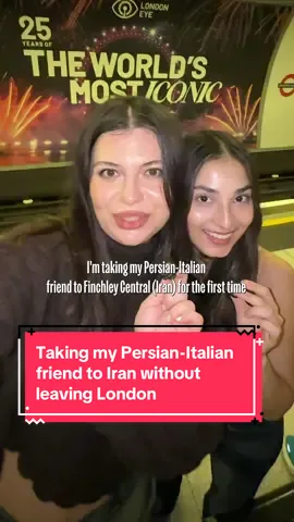 I’m taking my Persian-Italian friend @Romina to Iran without leaving London - aka, we’re going to Finchley Central. Romina was born & raised in Northern Italy where there wasn’t a significant Iranian influence, versus I was born in Iran but raised in London, where I would hear Farsi on the street every day. I feel so lucky that there is a cultural enclave right here in Finchley Central, and that in some way, Iran has come to me. We explored the high street, spoke Farsi in shops, and sat in a cafe where we got Iranian street food - bastani ab haveej (saffron icecream in carrot juice) & Iranian pizza, which was the real test for the Persian-Italian Londoner. Truly was such a lovely wholesome day! #iran #finchleycentral #london #persian #culture 