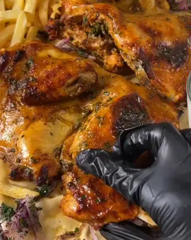 دجاج مشوي بالفرن 🍗Grilled Chicken  المقادير والطريقة: ١ دجاجة بالجلد مغسلة ومنظفة ( كل ما كانت اصغر الذ) للتتبيلة: ٣ فص ثوم مهروس ١ م ك صلصة طماطم  ١/٢ عصير ليمونة ١/٤ كوب زبادي او لبن  ١ م ك خل ابيض ٢ م ك زيت زيتون ١ م ك عسل البهارات( ملح - بودرة ثوم- فلفل اسود- بابريكا - بهارات مشكله) لدهن الدجاج: بقدونس مفروم  زيت زيتون  ١ م ك عصير ليمون الثومية: ٣ م ك نشاء ١ ك ماء ٣ فص ثوم مهروس ١/٢ عصير ليمون  ١ م ك لبنة ٣ م ك مايونيز  ملح . يتبل الدجاج بخلطه التتبيله ويوضع في الثلاجة ساعه على الاقل ويفضل ليلة يسخن الفرن على حرارة ٣٨٠ فهرنهايت يدخل الدجاج لمدة ٤٥ دقيقه الى ساعه حسب حجم الدجاج و يدهن خلالها بالماء والتتبيله الخارجة منه  قبل الاستواء بعشر دقايق يدهن بزيت الزيتون والليمون والبقدونس ويحمر ويخرج ويغطى لمده ١٠ دقايق حتى يحتفظ بالطراوة ثم يقدم بجانب الثومية والبطاطس وبالعافية.. الثومية : يخلط النشا والماء في قدر على البارد ثم يسخن على النار مع التحريك المستمر حتى يثقل يرفع ويوضع بالثلاجة حتى يبرد في الخلاط يوضع النشاء بعد ان يبرد ثم الثوم والليمون والمايونيز واللبنة والملح ويخلط جيدا ثم يوضع في الثلاجة لحين التقديم   #دجاج_مشوي #دجاج  #دجاج_محمر #شواية  #غداء   