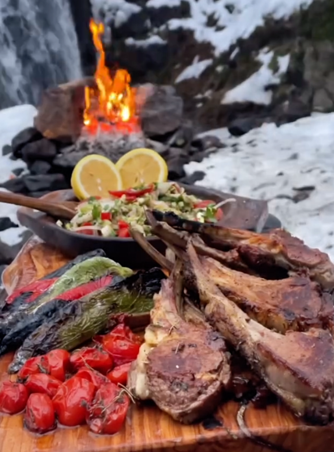 Winter Camping 🏕️ And Cooking 🥶🥶 #viral #asmrfood #asmr #outdoorcooking #cooking 