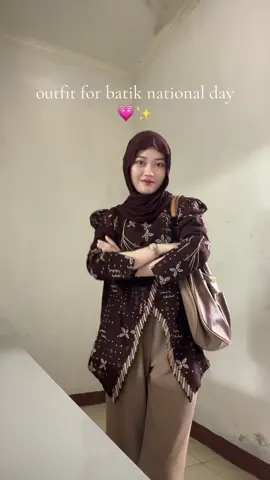 batik national day✨ pakai batik dr @Jasmine Mode 💗😍atau bisa klik kerkun yaa✨ #batikday #batikindonesia #outfitngampus 
