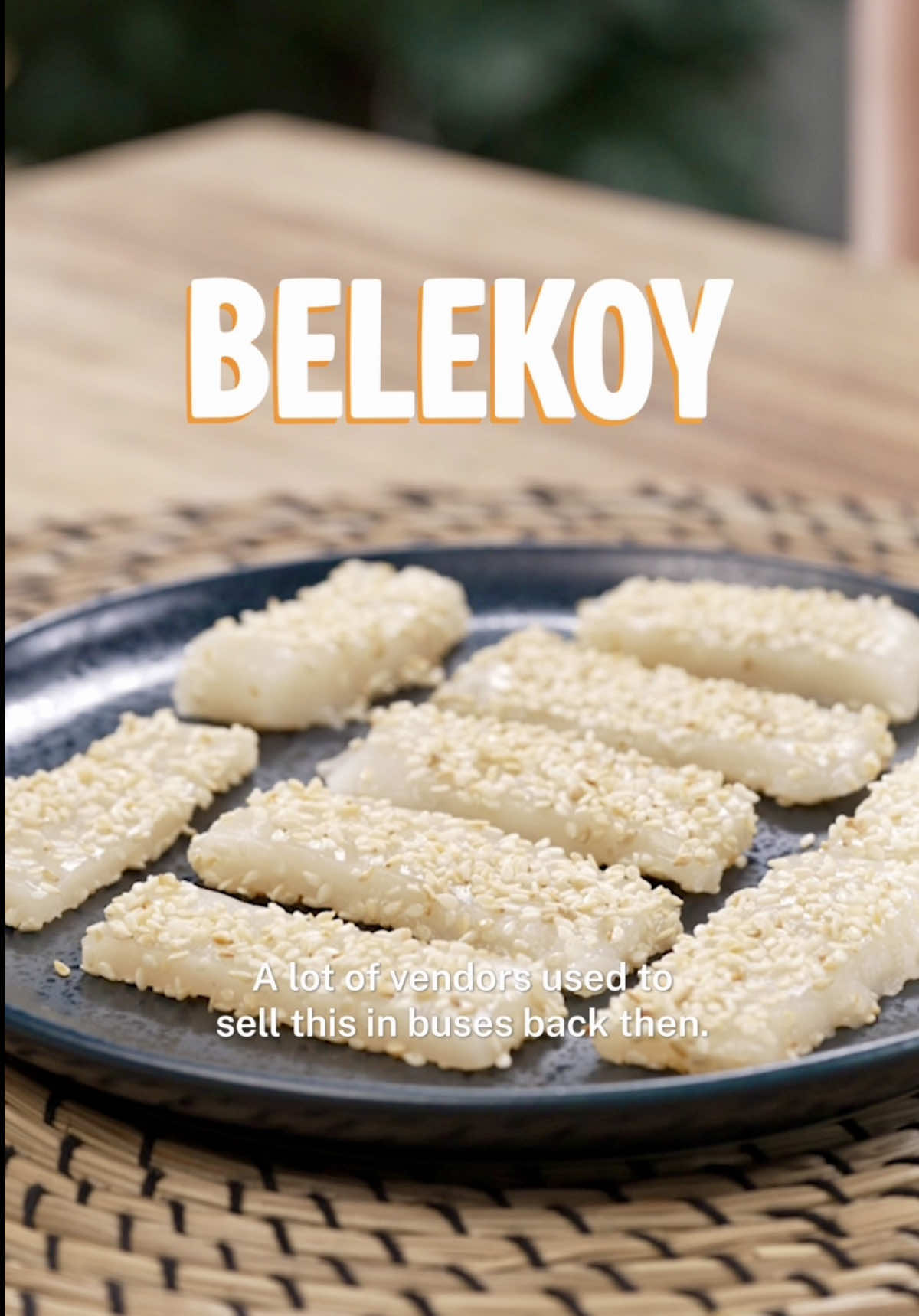 Alam niyo ba yung Belekoy? 😋 This is Nica's nostalgic version of our favorite bus snack. This classic pasalubong reminded us of our road trips to Bulacan when we shot our last provincial campaign with the team. Have you tried this before? Watch the full series on our YouTube now!  BELEKOY Ingredients: 2 cups glutinous rice flour 1 cup granulated sugar 1 cup water 1 teaspoon vanilla extract ½ cup toasted sesame seeds Procedure: 1. In a saucepan, combine sugar and water; bring to a boil until sugar dissolves completely to form a syrup. 2. Lower heat, gradually whisk in glutinous rice flour, stirring constantly to avoid lumps. 3. Add vanilla extract, continue stirring until mixture thickens into a sticky dough (about 10 minutes). 4. Pour the mixture onto a greased flat tray or pan, smooth it out evenly. While still warm, cut into rectangles or squares, then roll or sprinkle generously with toasted sesame seeds. Let cool and set completely before serving. #fyp #featrmedia #belekoy #filipinofood #bulacan 