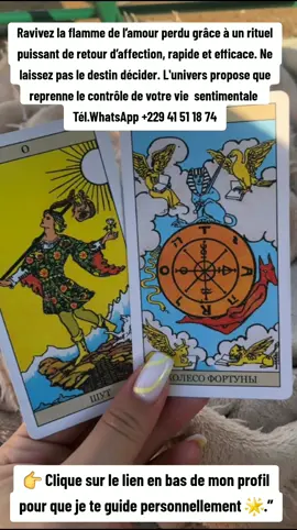 🔮 Besoin de réponses claires sur ton avenir ? Amour, retour d’affection, chance, protection spirituelle… ✨ Ton destin ne doit pas rester dans l’ombre, découvre ce que l’univers te réserve. 🌙 📩 Mon contact est dans mon profil. #Voyance #RetourDAffection #Amour #Destin #Spiritualité 