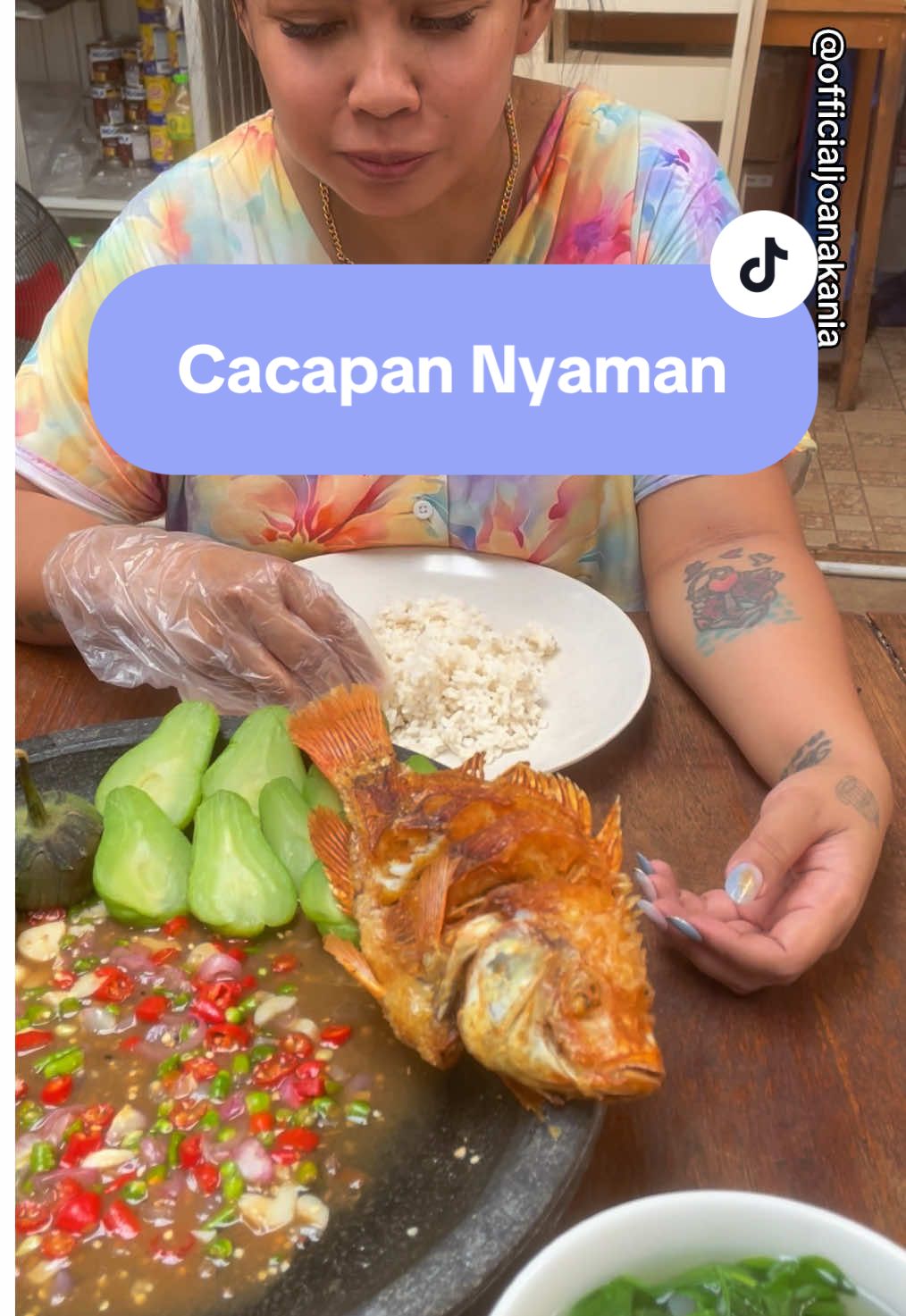 Cacapan kali ini pake ikan Nila Merah Goreng #foodfestontiktok #resepjoanakania #resepcacapan 