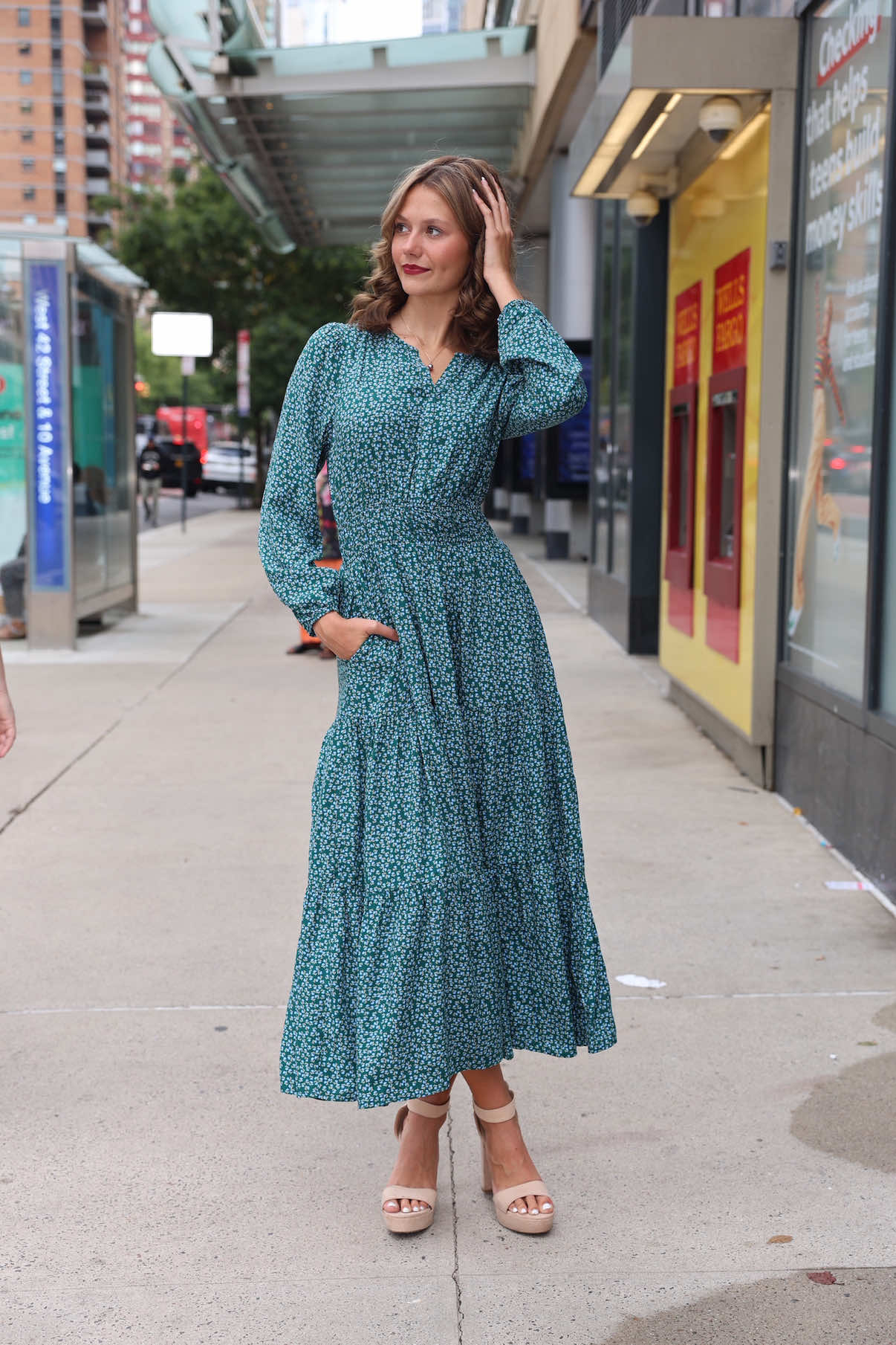 One of my loves…NYC. ✨ Wearing a dress from @zesica. Shop this look on my Amazon Storefront (see Linktree). ✨ #nyc #dress #fall #fallfashion #OOTD 