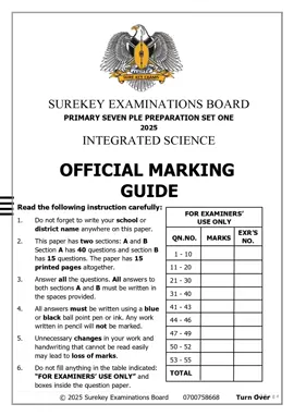 science marking guide for pre PLE set 1