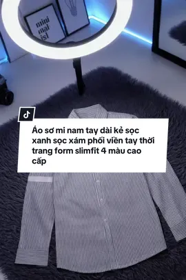 Áo sơ mi nam tay dài kẻ sọc xanh sọc xám phối viền tay thời trang cao cấp...💫 #aosominam #aosominam #aosomisoc 