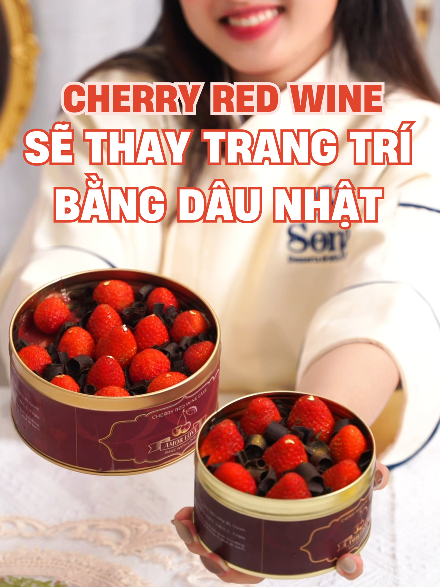 Thông báo: Cherry Red Wine tạm thời trang trí bằng dâu Nhật tươi #sonadessertmix #dessert #cherryredwine #dautay