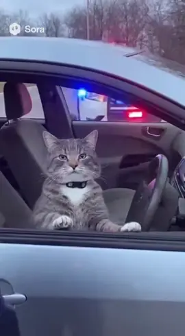 Body cam of a cat getting pulled over! 😁 #catsoftiktok #cat #bodycam #sora #funnyvideos 