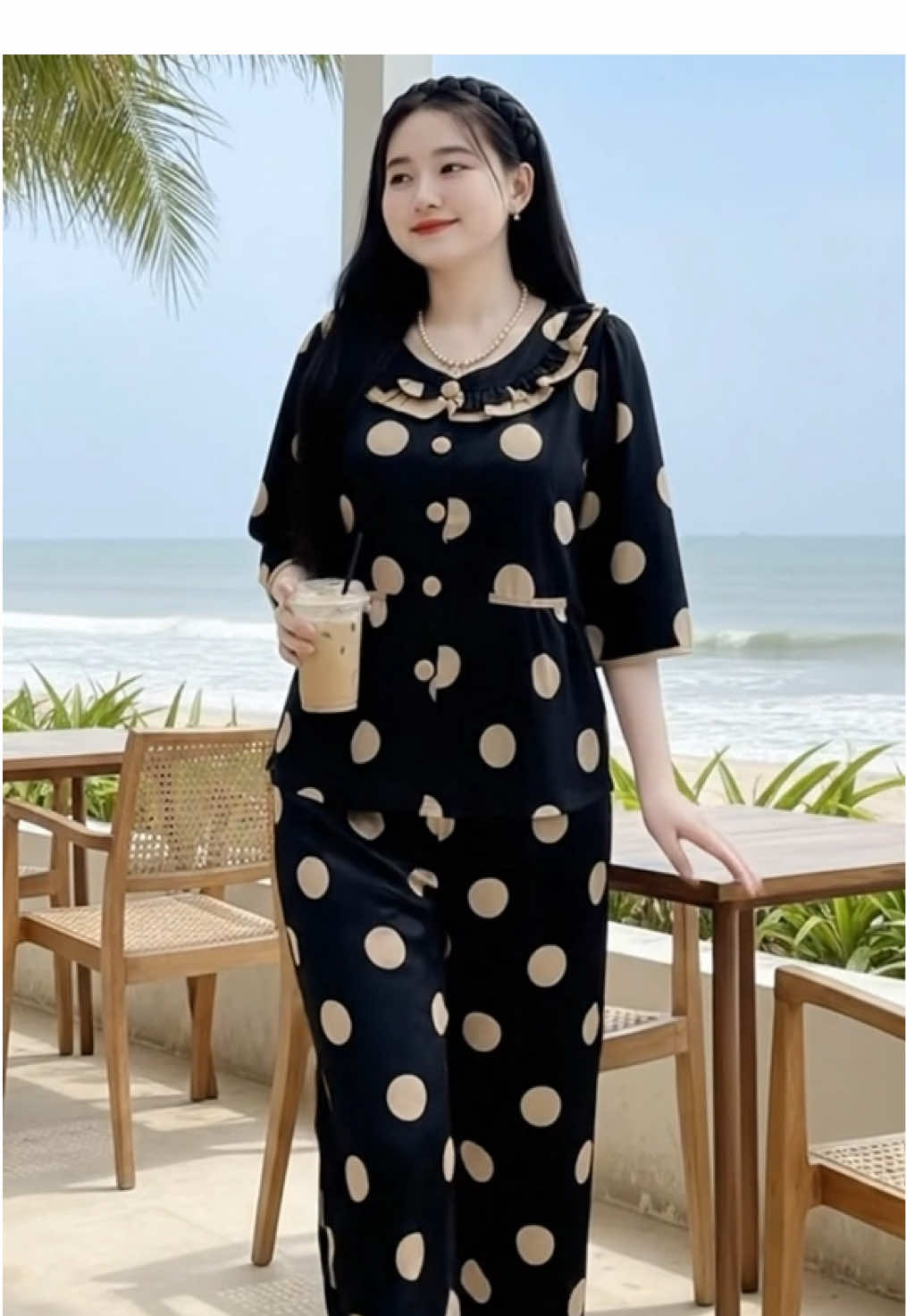 Bộ đồ tay lỡ quần dài ống suông cổ bèo. #bodomacnhaxinh #thoitrangmacnhanu #fashionnu #trending #xuhuong #viral#macdepmoingay 