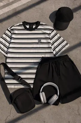 [Combo độc quyền DAVUBA] Áo thun trơn kẻ sọc Dream + quần short #quanaonamnu #aothun #quanshort 