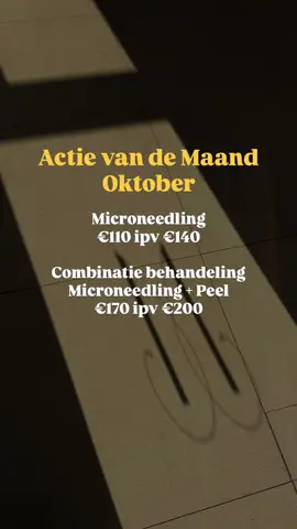 Actie van de Maand – Oktober Geef je huid een boost deze oktober!  Het perfecte moment om je huid na de zomer weer fris, egaal en stralend te maken.    Onze speciale aanbiedingen deze maand:   ✨ Microneedling – €110 (i.p.v. €140) ✨ Microneedling + Peel – €170 (i.p.v. €200)   Alleen geldig in oktober – wees er snel bij! Huidkliniek Den Haag #mesoestetic #LaserGentleMaxPro #laserontharing #microneedlingtreatment #microneedling 