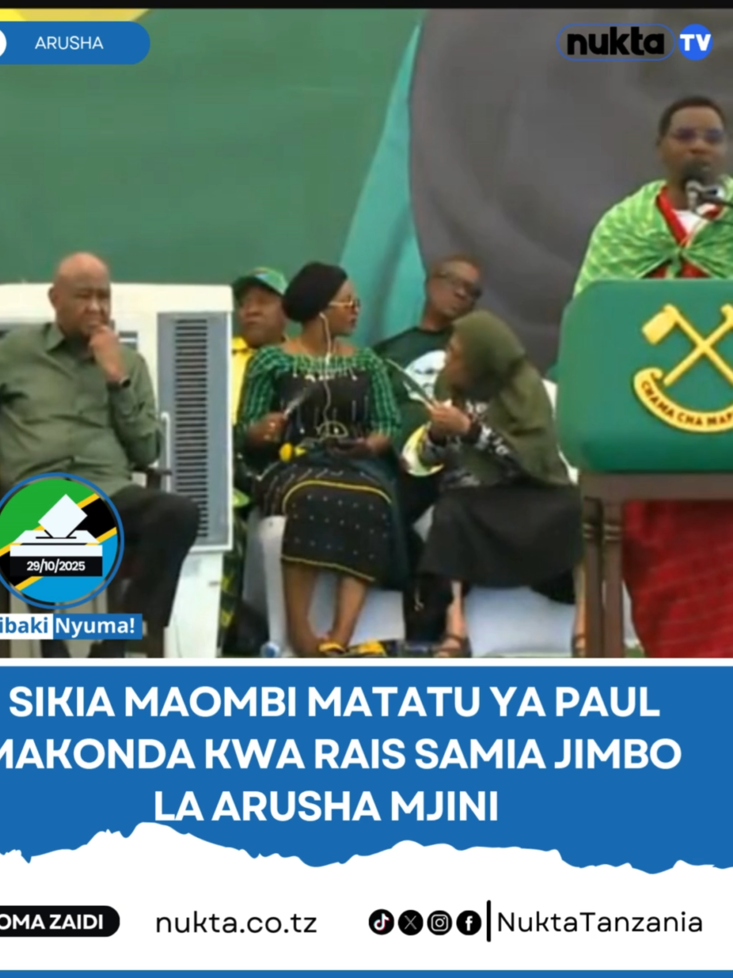 Makonda aomba maombi matatu kwa Rais Samia  Mgombea ubunge wa Jimbo la Arusha Mjini Paul Makonda amemuomba Mgombea Urais wa Tanzania kupitia tiketi ya Chama Cha Mapinduzi (CCM) Samia Suluhu Hassan maombi matatu ikiwemo kuboresha barabara pamoja na kufufua viwanda vya jiji hilo.