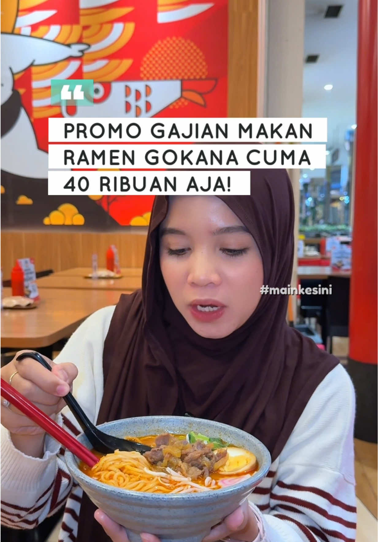 yang bener aja makan RAMEN GOKANA cuma 40ribuan doang, yuk beli vouchernya sekarang lewat tag lokasi yang ada di video ini di jamin murah banget👌🏻 #promomakangajian #promoseruweekend #gokana #ramen #gokanaramenteppan 
