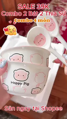 😍XẢ KHO chỉ còn 25K cho Combo 2 Bát Sứ Kèm 2 Thìa Sứ Cho Bé😘😘 #thinhhanh #xuhuong #batsu #dochobe #chambe 