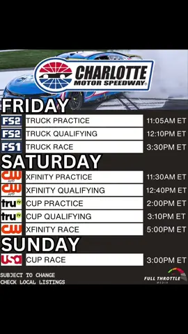 This weekends #nascar schedule for @CLT Motor Speedway in #charlotte #nc   One more chance for the drivers to advance to the next round of the #2025 #playoffs @nascar @Xfinity Racing @USA Network @NBC Sports 