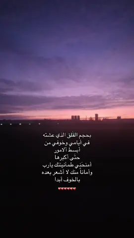 أمنحني طمأنينتك يارب وأمانا منك لا أشعر بعده بالخوف أبدا❤️‍🩹