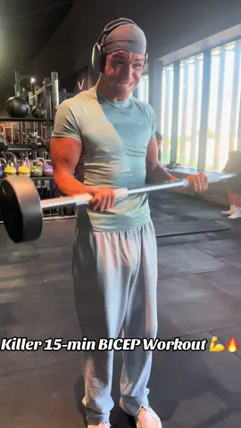 Think you can survive this 15-min bicep killer? 💪🔥 Try it and prove me wrong 👀 #armday #pump #GymTok #fyp 