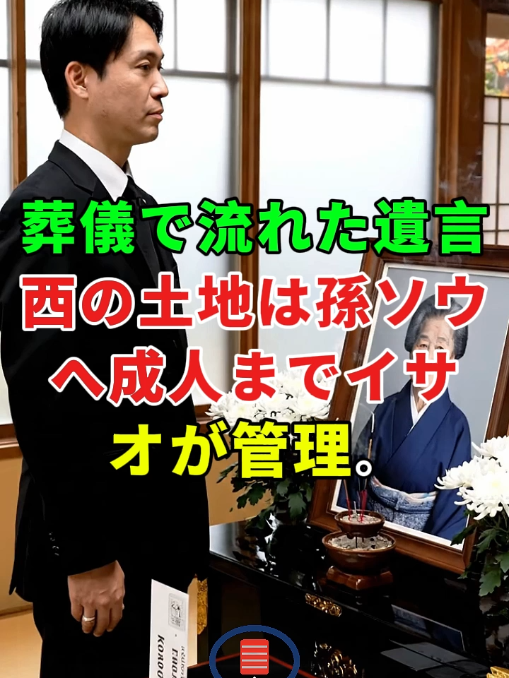 葬儀で流れた遺言——西の土地は孫ソウへ。成人までイサオが管理。#ドラマ#実話 #実話ストーリー#人生#shorts