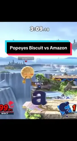 amazon logo vs popeyes biscuit in smash bros ultimate #amazon #popeyes #smashbrosultimate #FoodTok 