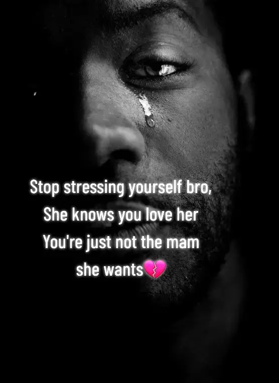 Stop stressing yourself, brother. She knows you love her. She knows how much you care. She sees your texts, your late-night calls, your efforts to prove that she’s the one for you. But let me tell you the bitter truth.... you are not the man she wants. You think she doesn’t know? Bruh, women always know. From the first day, they can tell who they want and who they don’t. No matter how much you try to convince her, if you’re not the one in her heart, nothing you do will ever be enough. Look closely at the situation. The long messages you type with so much emotion, she replies with one word. The gifts you struggle to buy, she receives them with little excitement. The plans you make for the future, she listens silently, but deep inside, she already knows her future is not with you. And the painful part? The same stress you’re going through just to get her attention, another man doesn’t have to go through at all. She gives it to him freely. She calls him first. She waits for his texts. She puts effort into him, while you’re the one left begging for crumbs of attention. That’s the harsh reality, bro. Love is never forced. If she truly wanted you, you wouldn’t be stressing. You wouldn’t be begging. She would match your energy. She would fight for you the way you fight for her. So don’t kill yourself over someone who already made her choice. Don’t lose your mind proving your worth to someone who never truly saw it. Because when a woman wants you, she will make it clear. When she doesn’t, her silence is the loudest answer. Know when to stop. Know when to walk away. Not because you don’t love her, but because you love yourself too. Respect yourself enough to move on. Remember this, brother..... sometimes the woman you think is your whole world is only meant to be a lesson. She’s teaching you how to value yourself. She’s teaching you not to settle for less. She’s teaching you that real love is never begged for. So wipe your tears, bro. Don’t stress anymore. She knows you love her, but she also knows you are not the man she wants. And that’s okay. Because one day, the right woman will come.... and with her, you won’t have to fight to be seen. She will see you. She will choose you. She will love you freely. Until then… choose yourself.