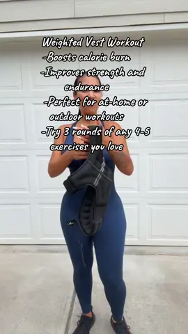 Rocking my 8lb vest 🏋🏽‍♀️ — boosting calorie burn, building endurance, and turning every move into a strength workout .. weighted vest  🔗 above #strengthandconditioning #athomeworkout #weightedvest 