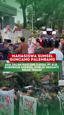 Palembang memanas! Puluhan mahasiswa Sumsel kepung Kantor Gubernur, menuntut penghentian jalan hauling batubara ilegal milik PT ALR di Lahat. Mereka mendesak gubernur tegas, usut keterlibatan oknum elite, dan hentikan alih fungsi lahan HGU. Suara mahasiswa semakin lantang, publik menanti langkah nyata pemimpin daerah!  #AksiMahasiswa #PalembangMemanas #MahasiswaSumsel #TolakHaulingIlegal #StopTambangIlegal 
