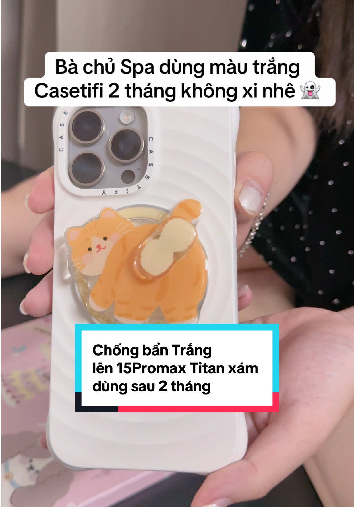 Ốp chống bẩn trắng lên 15Promax titan xám sau 2 tháng sẽ như thế nào #ettecase #opmagsafe #opchongbaniphone #iphone15promax #popsocketmagsafe 